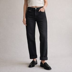 TRAVE Berit Relaxed Straight Jeans – Night Fever Wash – Size 26 – Cuffed Hem